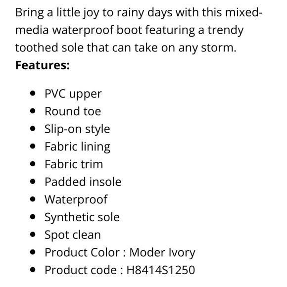 ✨NEW!✨Sam Edelman Louisa Modern Ivory Rubber/Neoprene Rain Boots - Picture 4 of 8